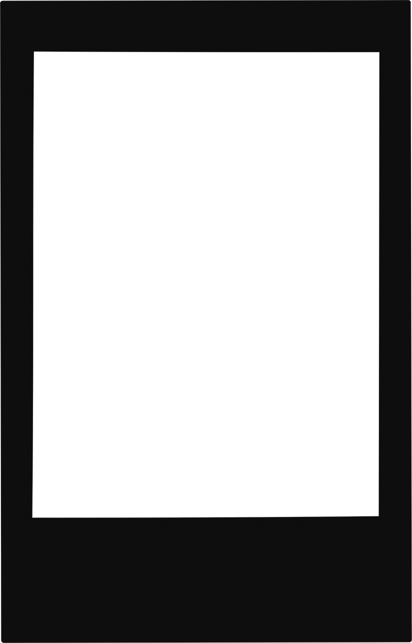 Black square postcard frame element with line border png.